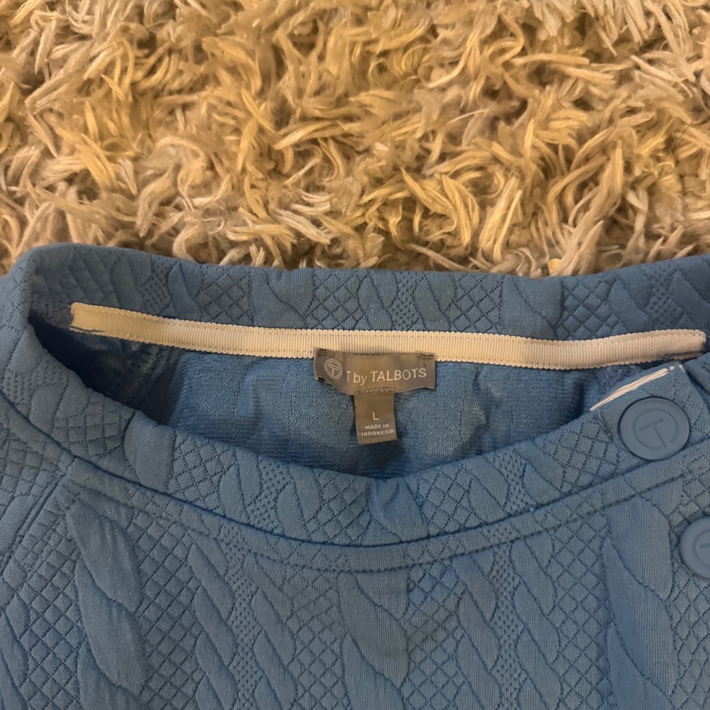 T By Talbots Blue Rope Pattern Pullover Sweatshirt - image 5